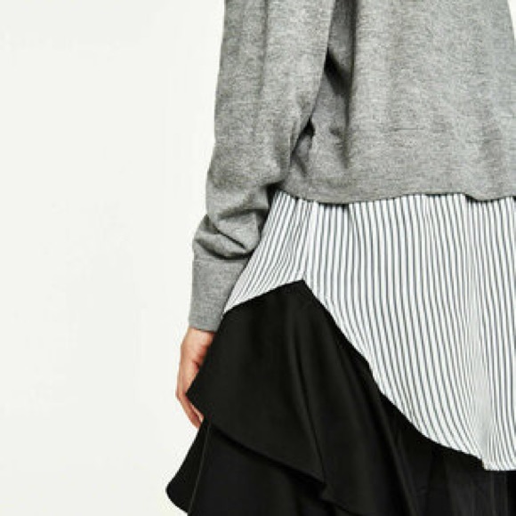 ZARA Knit Combination Long-Sleeved Blouse. Size MED. Great condition!! - Picture 3 of 9